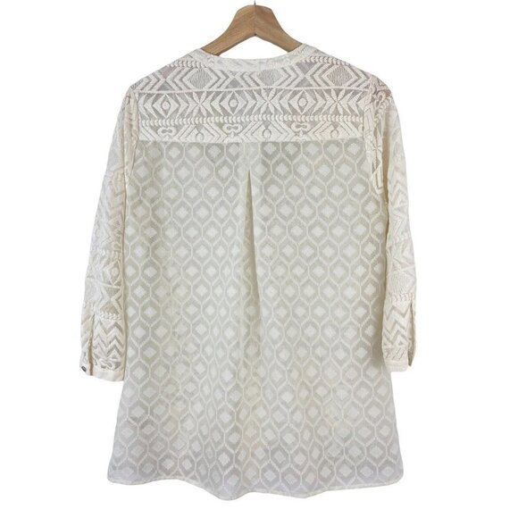 Vanessa Virginia Anthropologie Womens Sz 6 Embroidered Tulle Tunic Top Popover - Picture 2 of 11